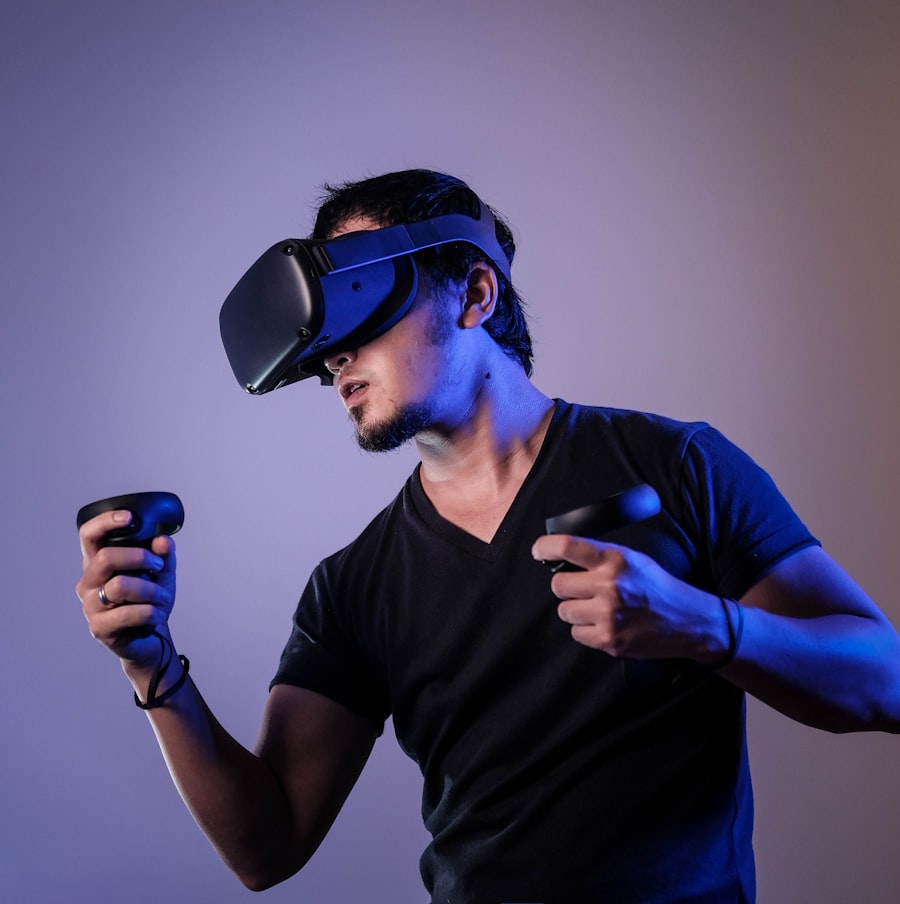 Engineer reviewing a digital twin in a VR headset